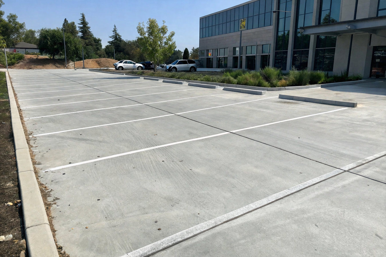 Concrete parking lot building